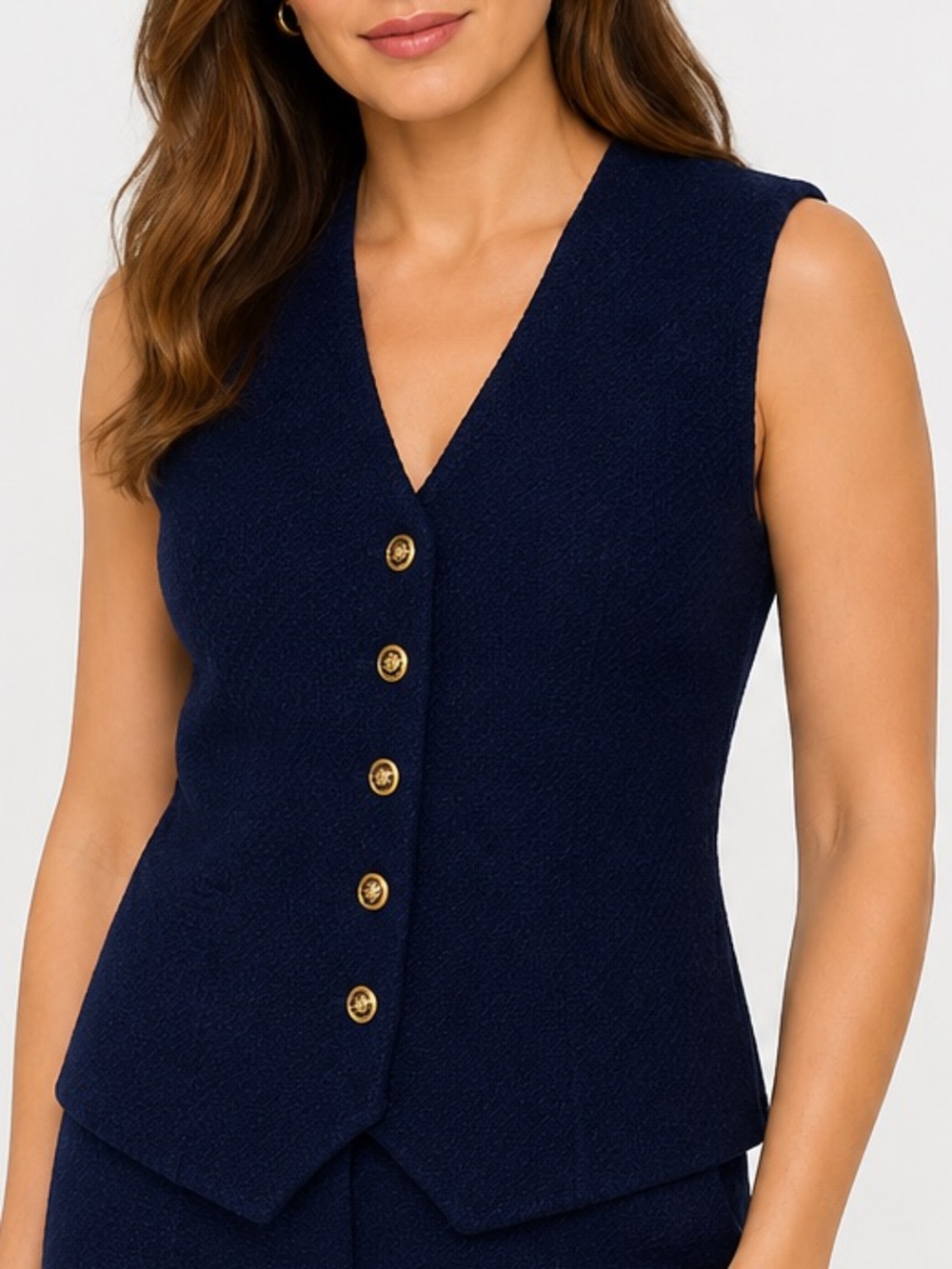 St. John Collection by Marie Gray Navy Vest Size S